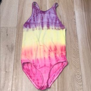 Tie dye one piece bathing suit